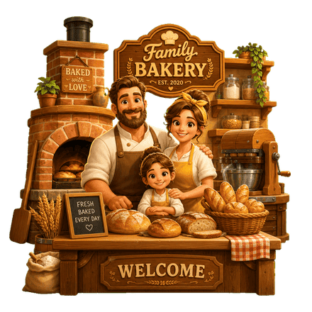 Family bakery illustration